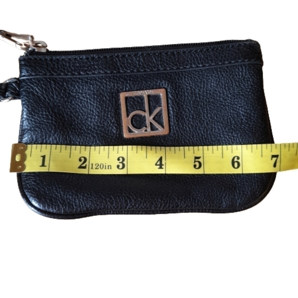 Calvin Klein Wristlet Zip Top Distressed Gold Hardware Black Bag Purse - Picture 7 of 8